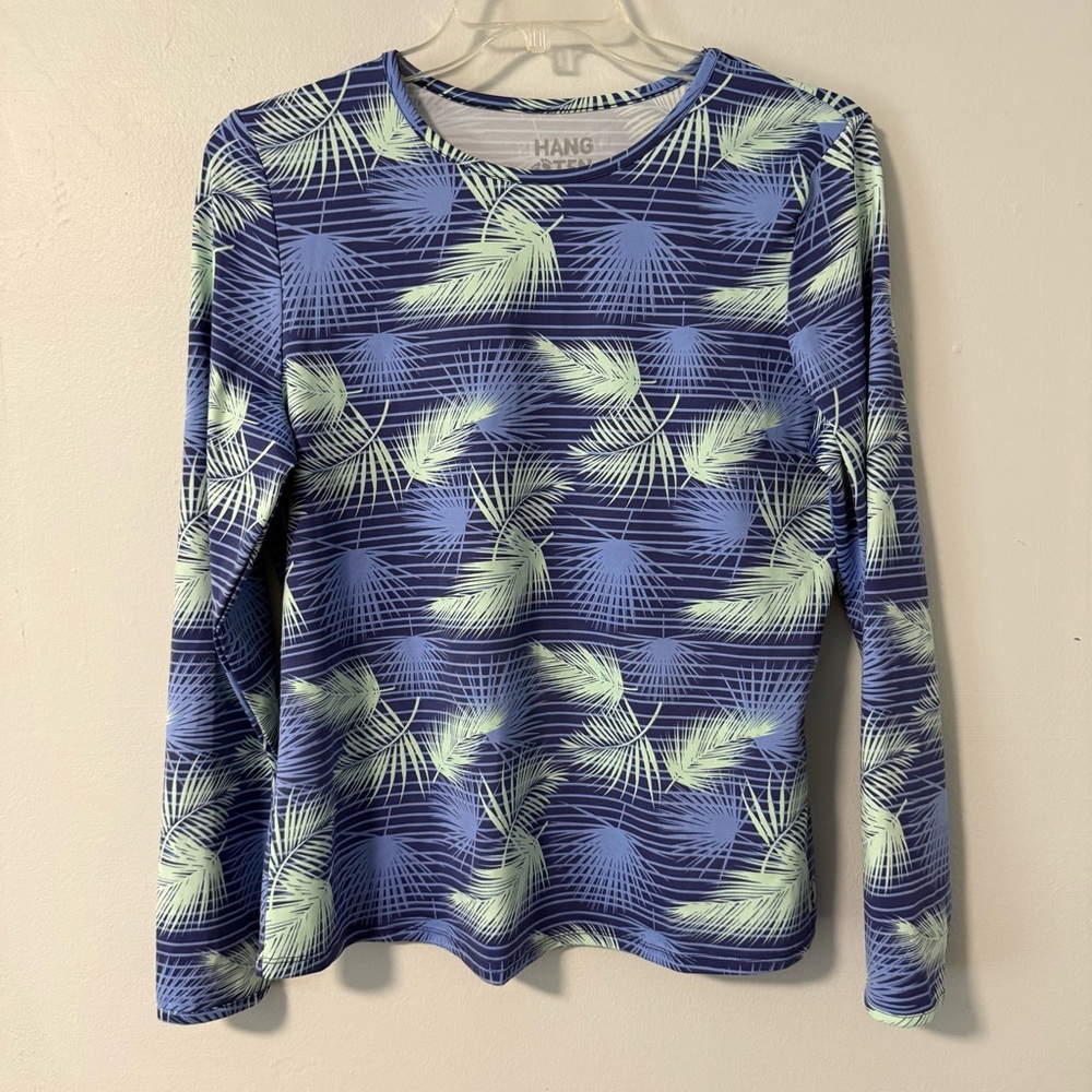Hang Ten Blue & Mint Green Palm-Print Swim Coverup